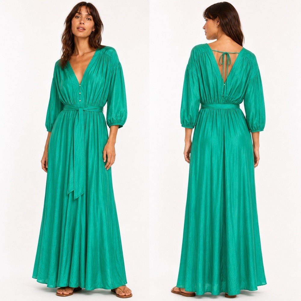 Forte Forte Habotai Silk Maxi Dress Sz 2 US 6 M Boho Cottage Romantic Wedding